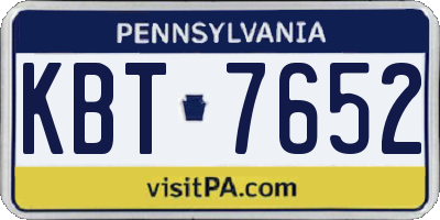 PA license plate KBT7652