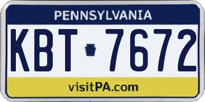 PA license plate KBT7672