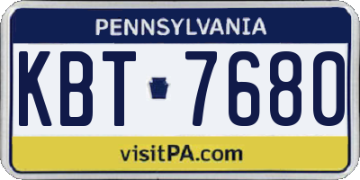 PA license plate KBT7680