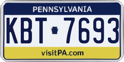 PA license plate KBT7693