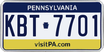 PA license plate KBT7701