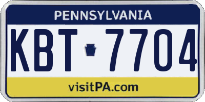 PA license plate KBT7704