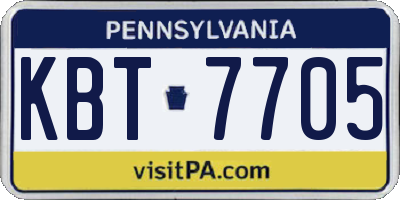 PA license plate KBT7705
