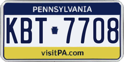 PA license plate KBT7708
