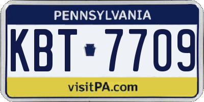 PA license plate KBT7709