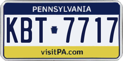PA license plate KBT7717
