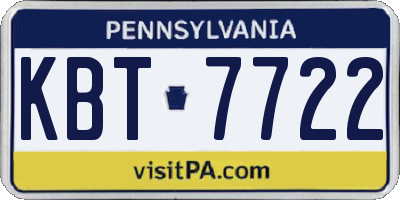 PA license plate KBT7722