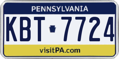 PA license plate KBT7724