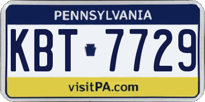 PA license plate KBT7729