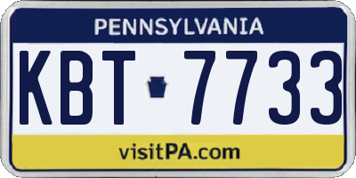 PA license plate KBT7733