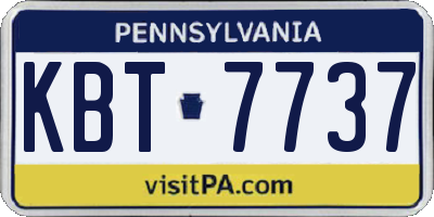 PA license plate KBT7737
