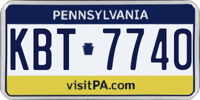 PA license plate KBT7740