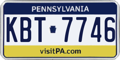 PA license plate KBT7746