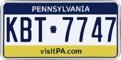 PA license plate KBT7747