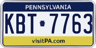 PA license plate KBT7763