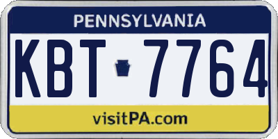 PA license plate KBT7764