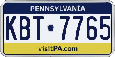PA license plate KBT7765