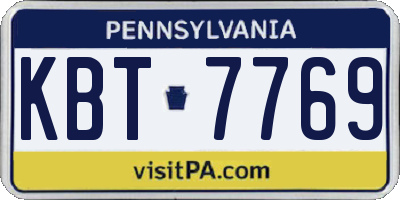 PA license plate KBT7769