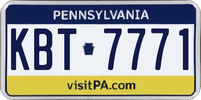 PA license plate KBT7771