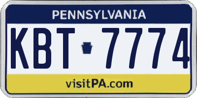PA license plate KBT7774