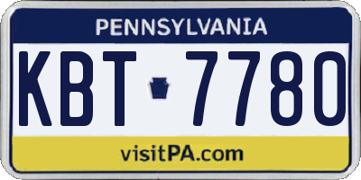 PA license plate KBT7780