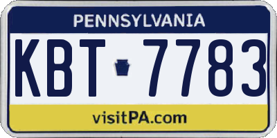 PA license plate KBT7783