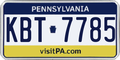 PA license plate KBT7785