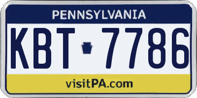 PA license plate KBT7786