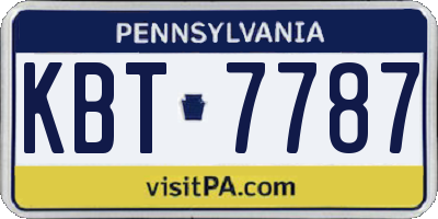 PA license plate KBT7787