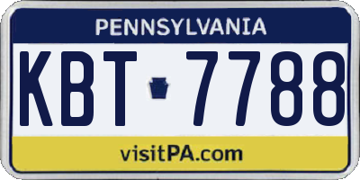 PA license plate KBT7788