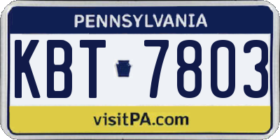 PA license plate KBT7803