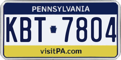 PA license plate KBT7804
