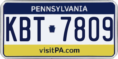 PA license plate KBT7809