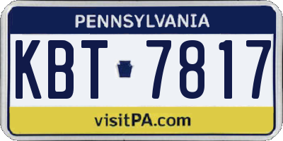 PA license plate KBT7817