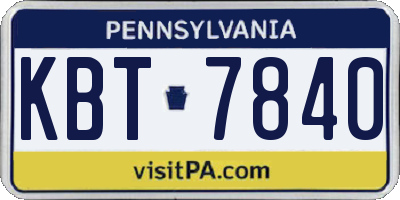 PA license plate KBT7840