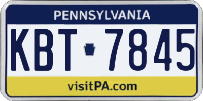 PA license plate KBT7845