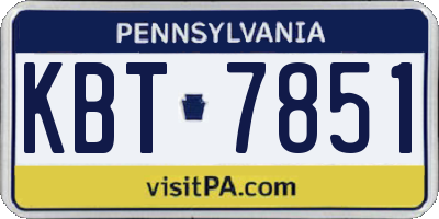 PA license plate KBT7851