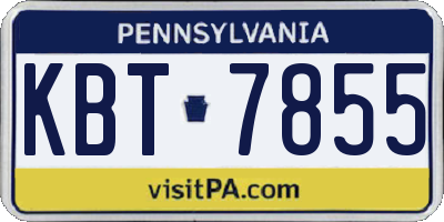 PA license plate KBT7855