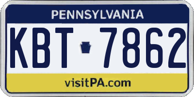 PA license plate KBT7862