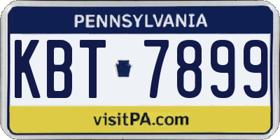 PA license plate KBT7899