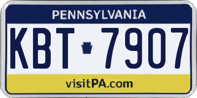 PA license plate KBT7907