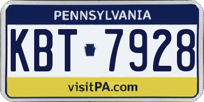 PA license plate KBT7928