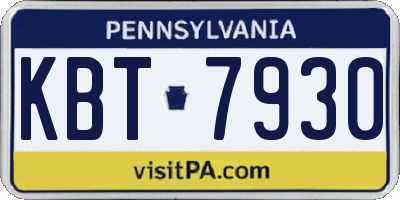 PA license plate KBT7930