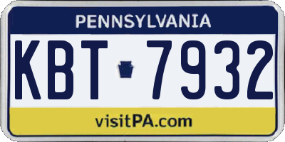 PA license plate KBT7932