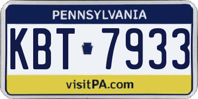 PA license plate KBT7933