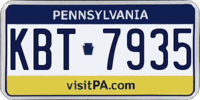PA license plate KBT7935