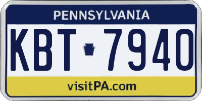 PA license plate KBT7940