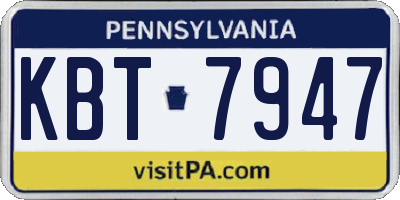 PA license plate KBT7947