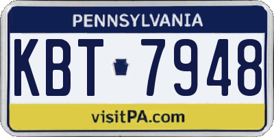 PA license plate KBT7948