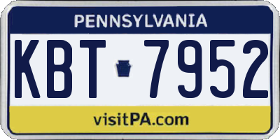 PA license plate KBT7952